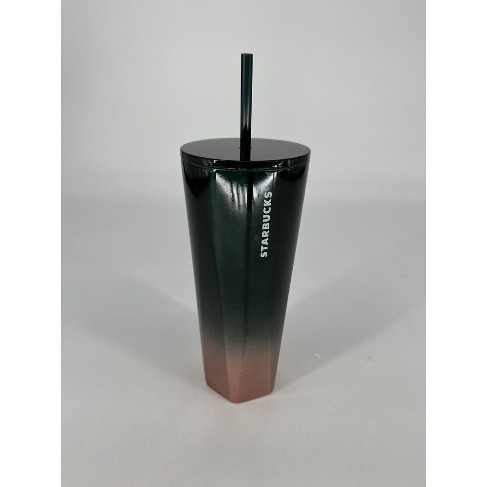 New Starbucks 2023‎ Winter Holiday Green & Rose Gold Glitter Tumbler